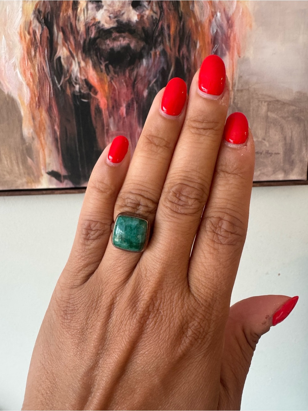 GREEN MALACHITE STERLING SILVER RING